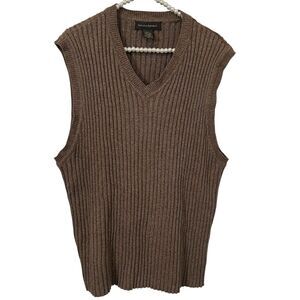 Banana Republic Womens XL Chunky Ribbed Knit Vest Sweater Preppy Brown Grandpa